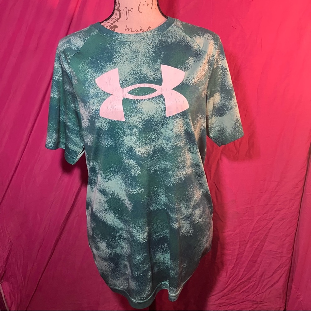Under Armour Teal and White Logo Tee